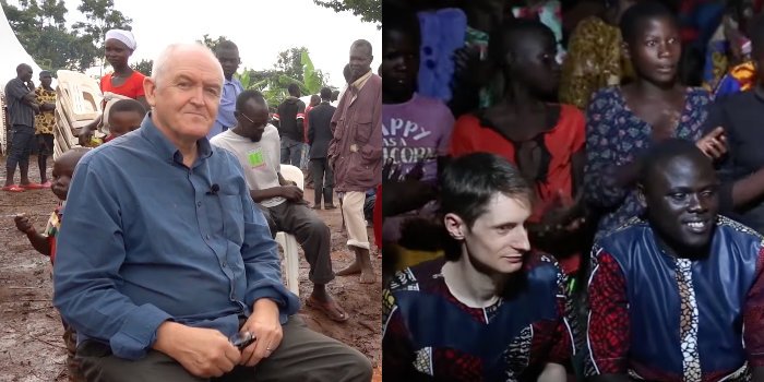 Left: Dr. John Campbell at our huge medical camp; Right: Sean Roberti and Wefwafwa Andrew at our Skills Centre launch